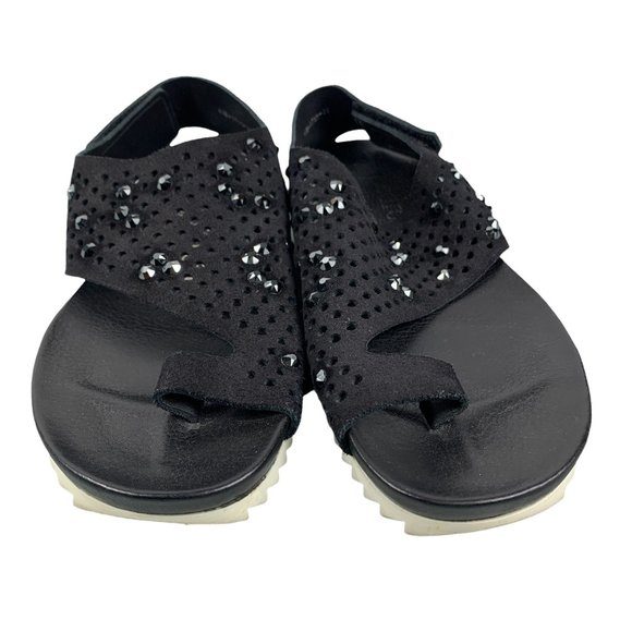 Pedro Garcia Leather Crystal-Embellished Slingback Toe Loop Sandal Size 39 / 9 - Picture 1 of 12